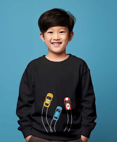 Racing cars black sweatshirt for boys & girls