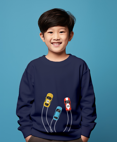 Racing cars dark blue sweatshirt for boys & girls