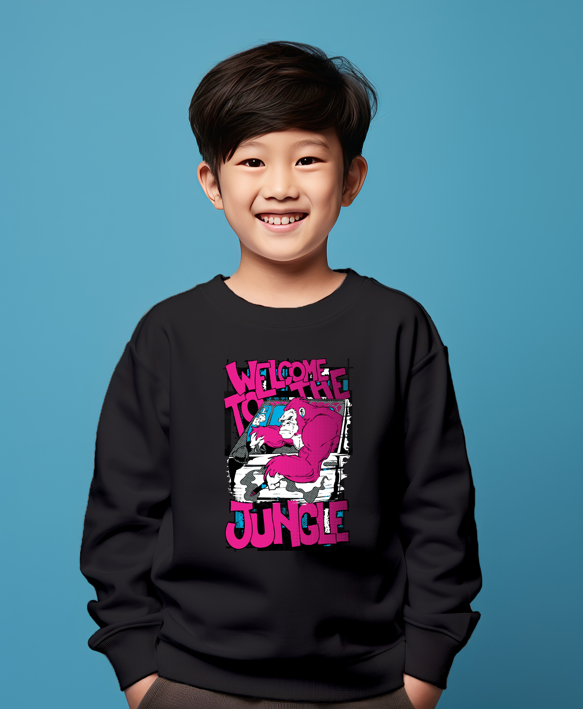 Welcome to the jungle black sweatshirt for boys & girls