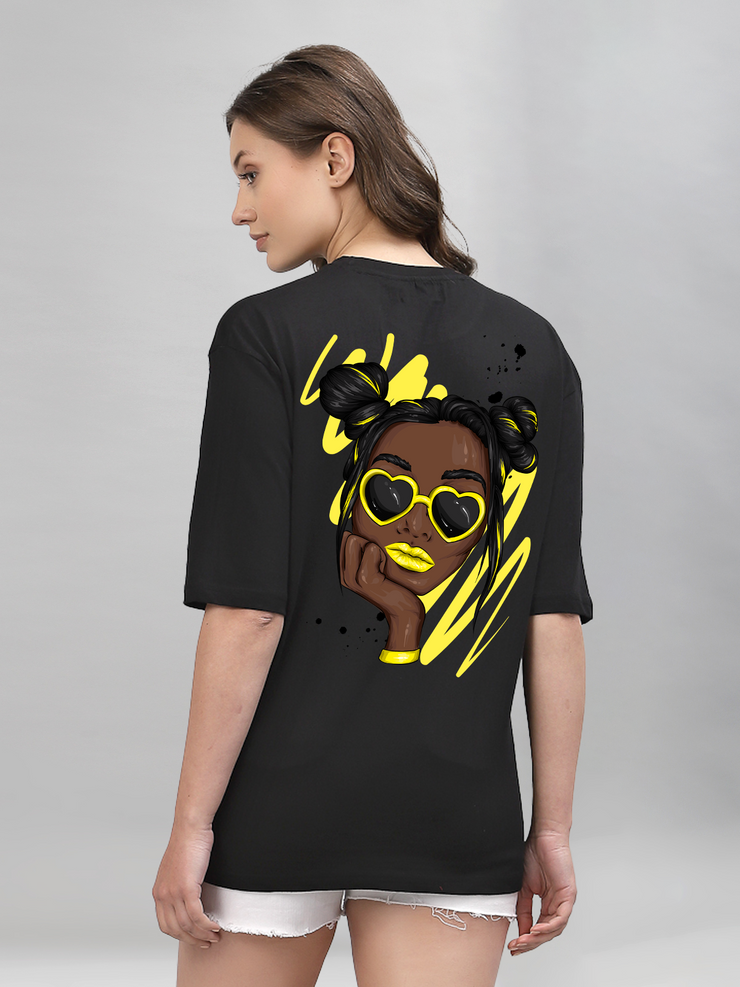 Cute Lady Black Oversized Unisex T-shirt