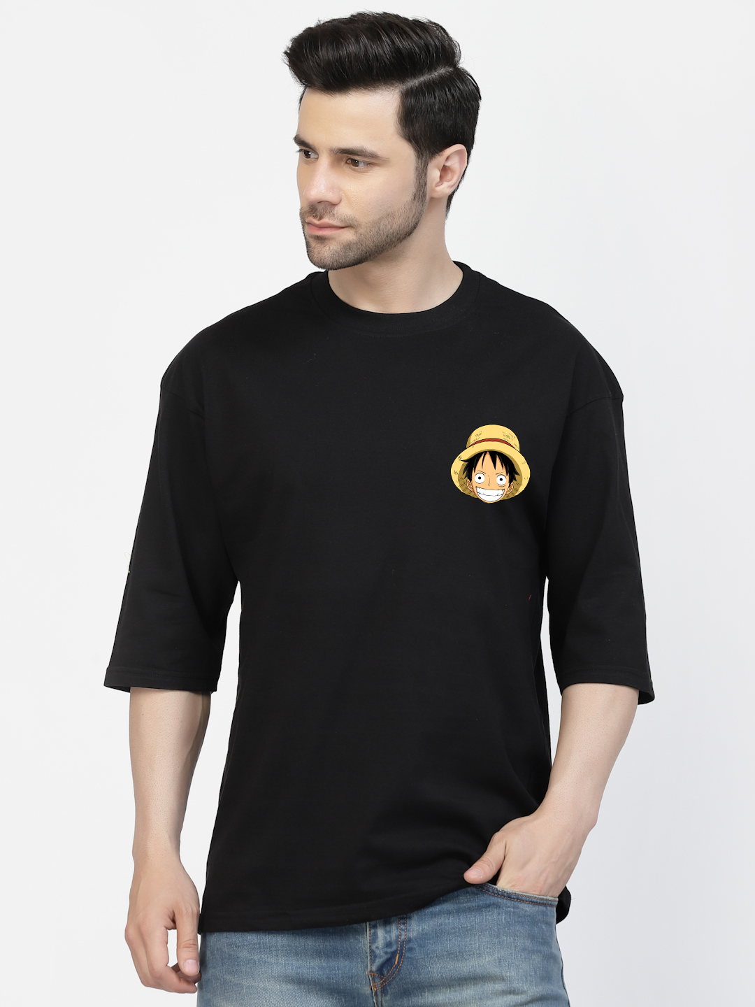 One Piece Both Sides Black Oversized T-shirt