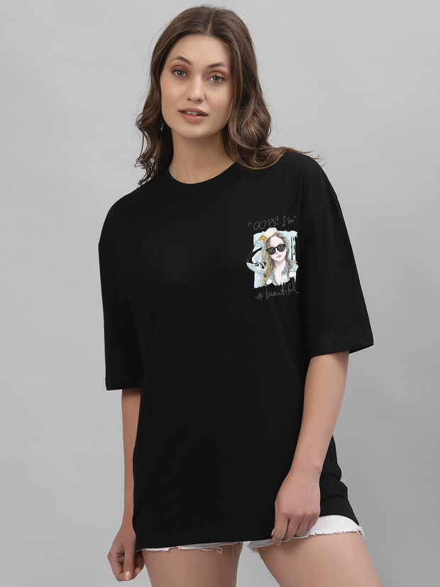 Oops Black Oversized Unisex T-shirt