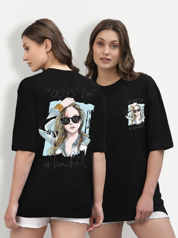 Oops Black Oversized Unisex T-shirt