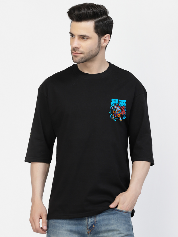 Knight of Sea Both Sides Black Oversized T-shirt