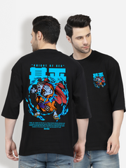 Knight of Sea Both Sides Black Oversized T-shirt