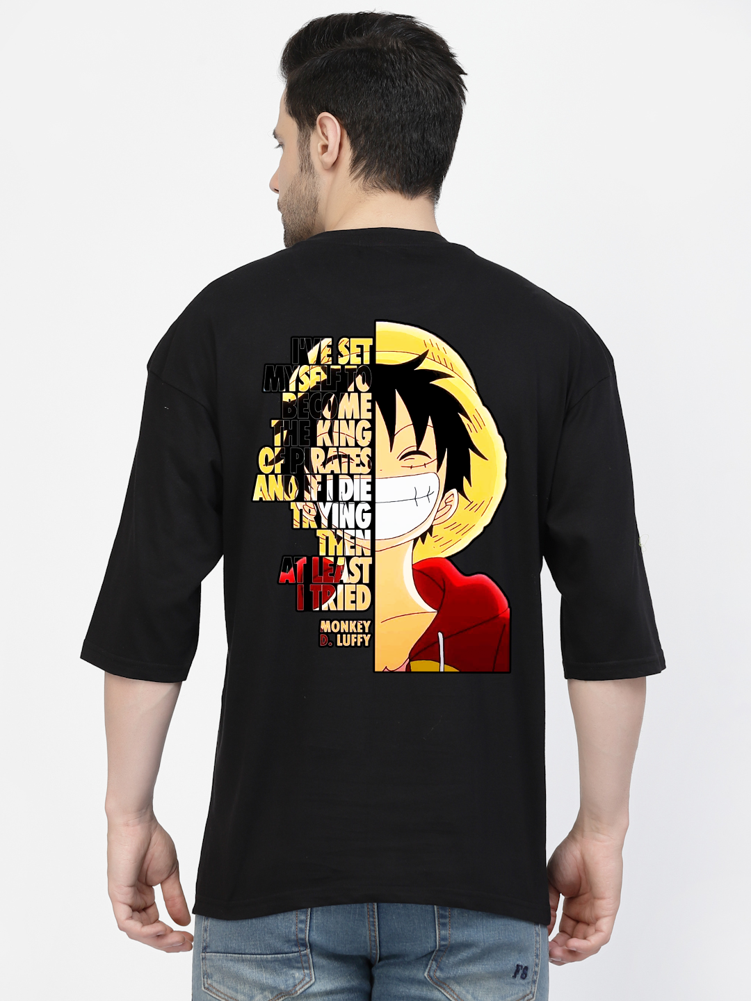 Artwork Luffy Both Sides Black Oversized T-shirt