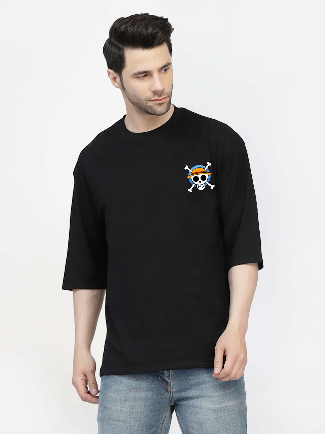 Twin Luffy Both Sides Black Oversized T-shirt
