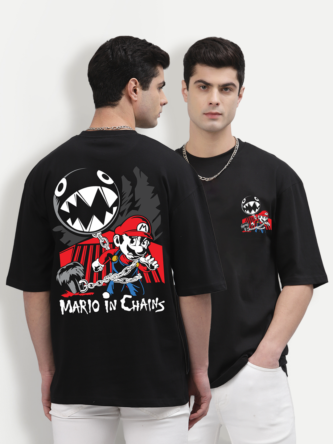 Mario In Chain Black Oversized T-shirt