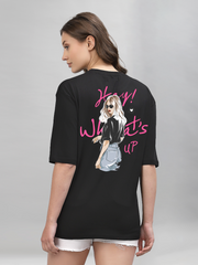 What's Up Black Oversized Unisex T-shirt