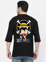 Punching Luffy Black Oversized T-shirt