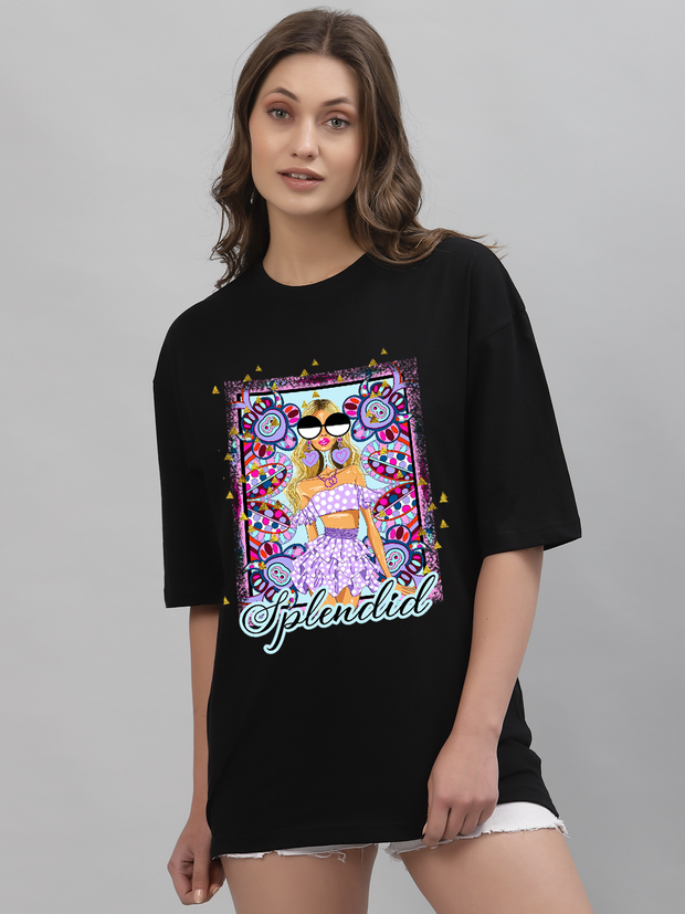 Splendid Black Oversized Unisex T-shirt