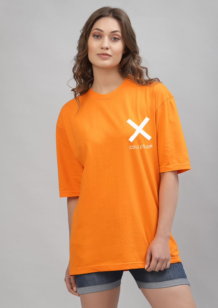 Collusion Neon Orange Oversized Unisex T-shirt