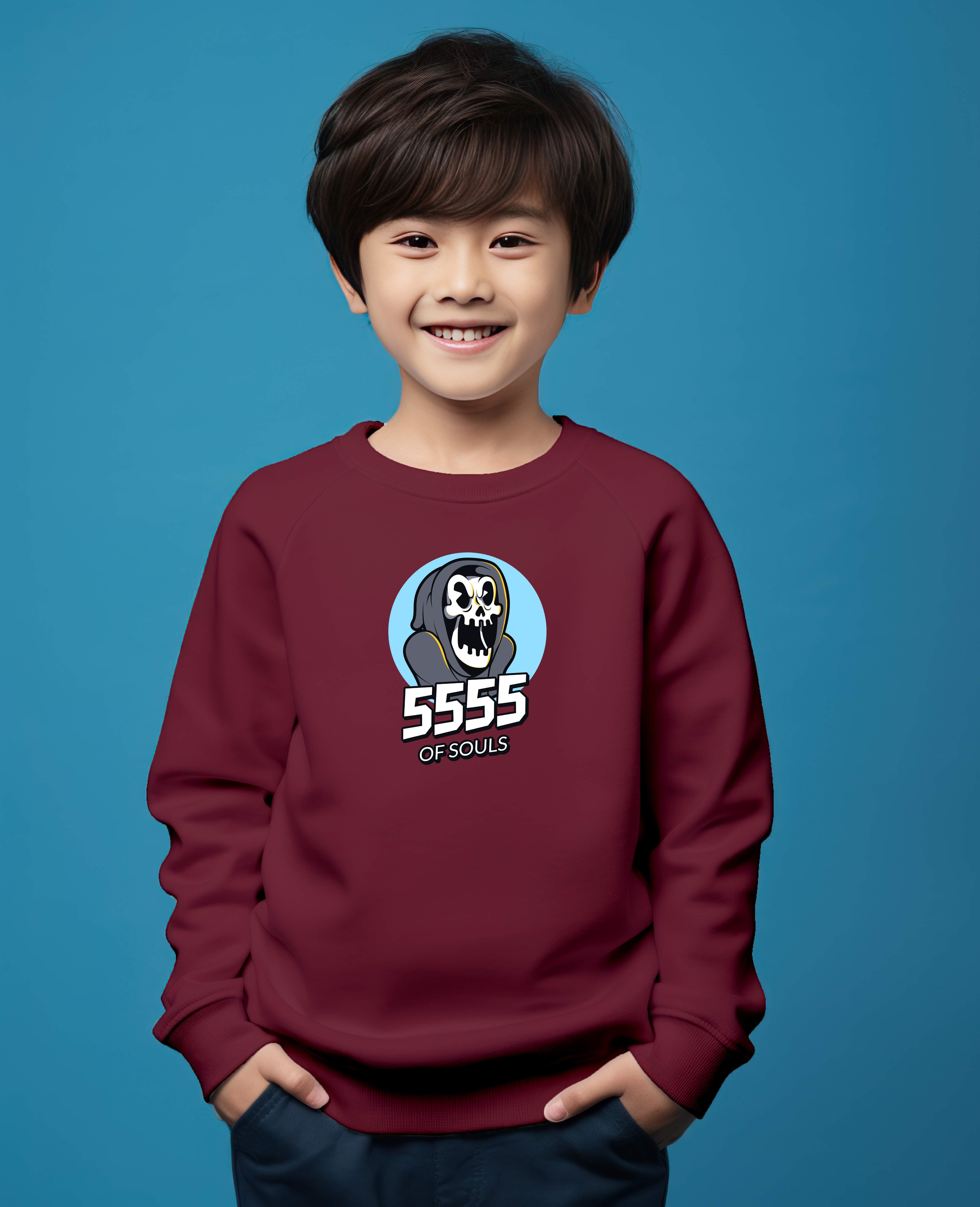 5555 of souls maroon sweatshirt for boys & girls