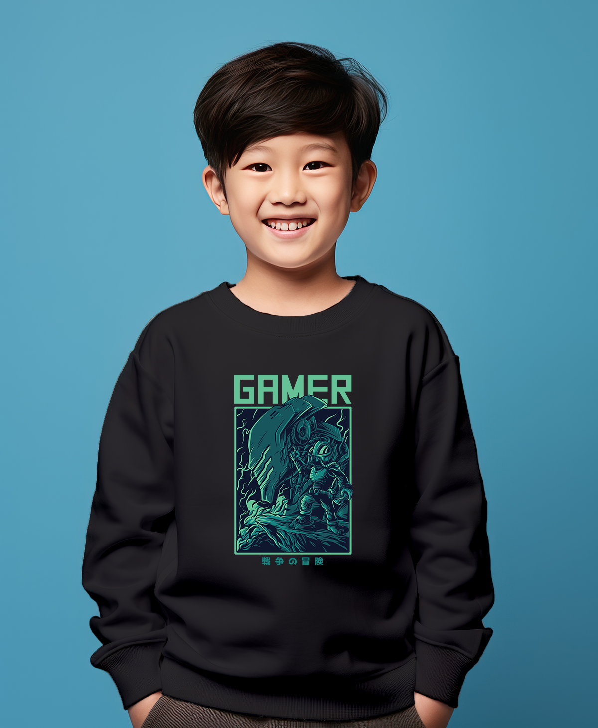 Fighter gamer black sweatshirt for boys & girls
