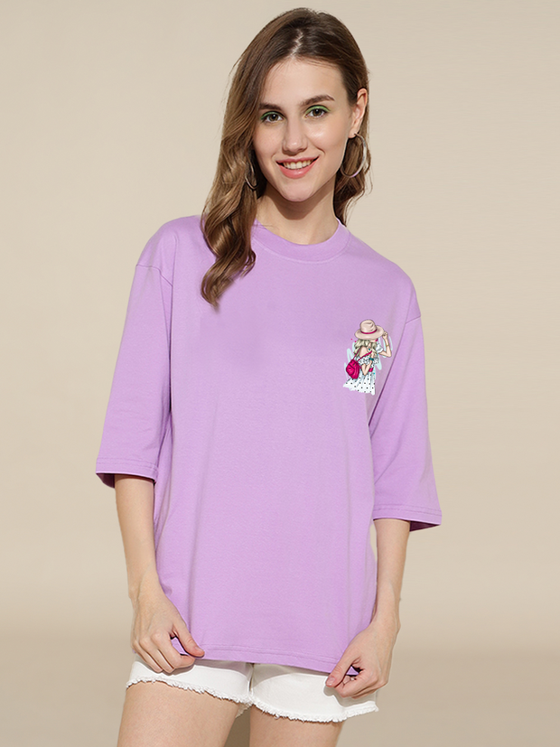 Lady in Hat Lavender Oversized Unisex T-shirt