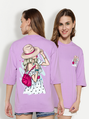 Lady in Hat Lavender Oversized Unisex T-shirt