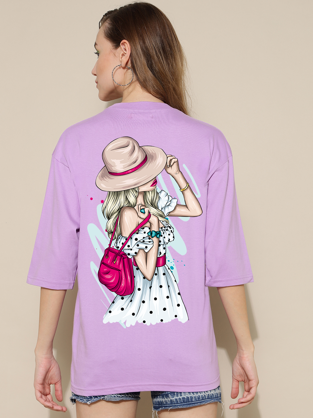 Lady in Hat Lavender Oversized Unisex T-shirt