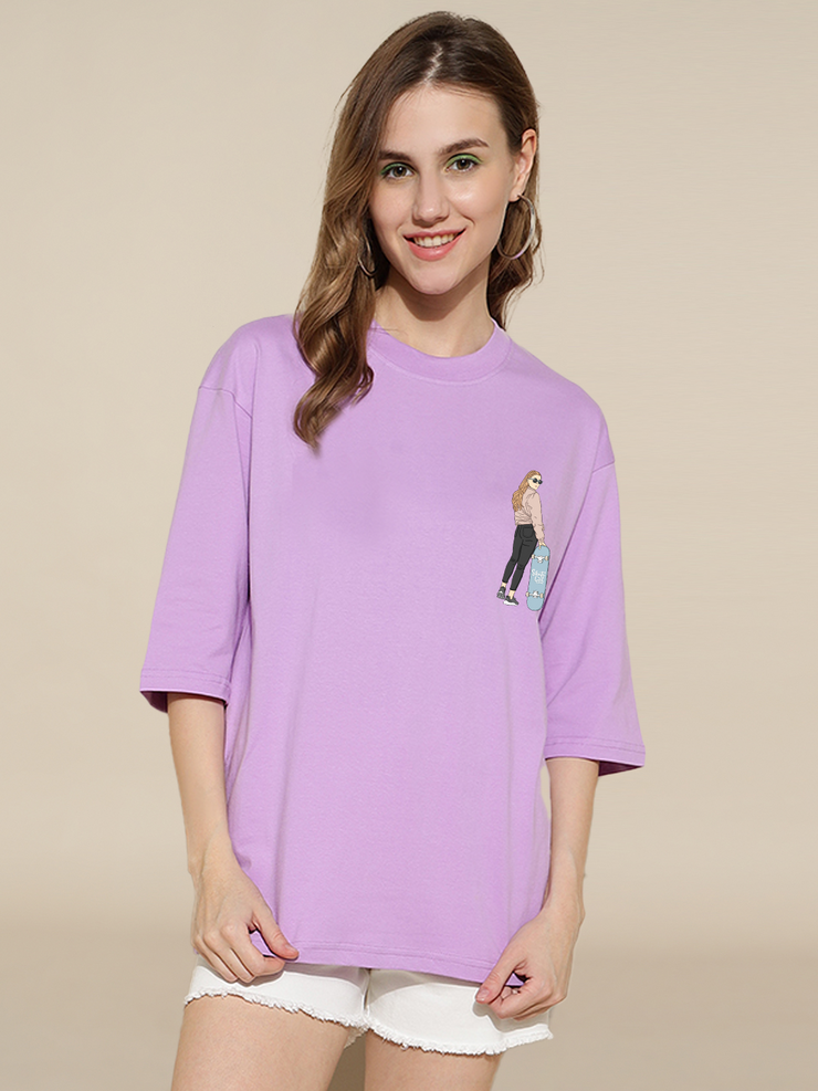 Skate Girl Lavender Oversized Unisex T-shirt