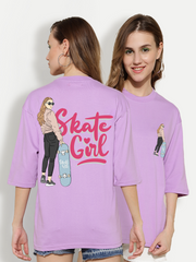 Skate Girl Lavender Oversized Unisex T-shirt