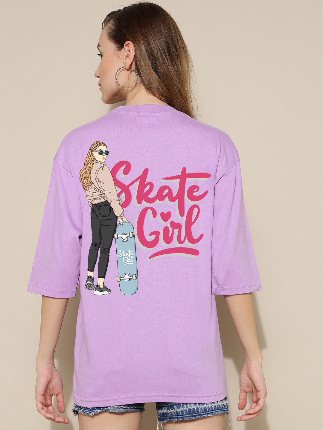 Skate Girl Lavender Oversized Unisex T-shirt
