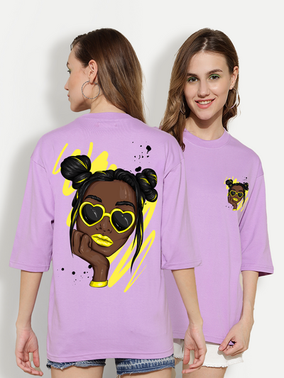 Cute Lady Lavender Oversized Unisex T-shirt