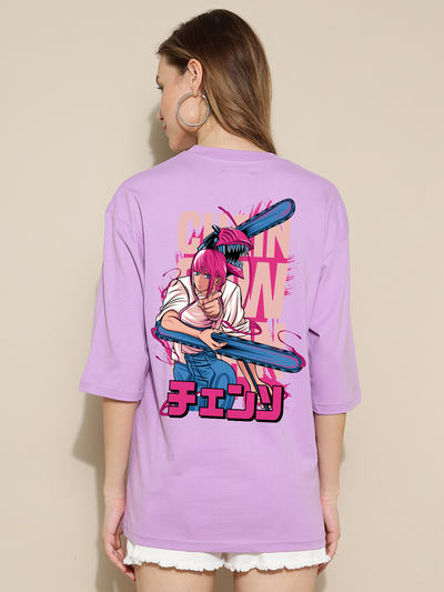 Chain Saw Lavender Oversized Unisex T-shirt