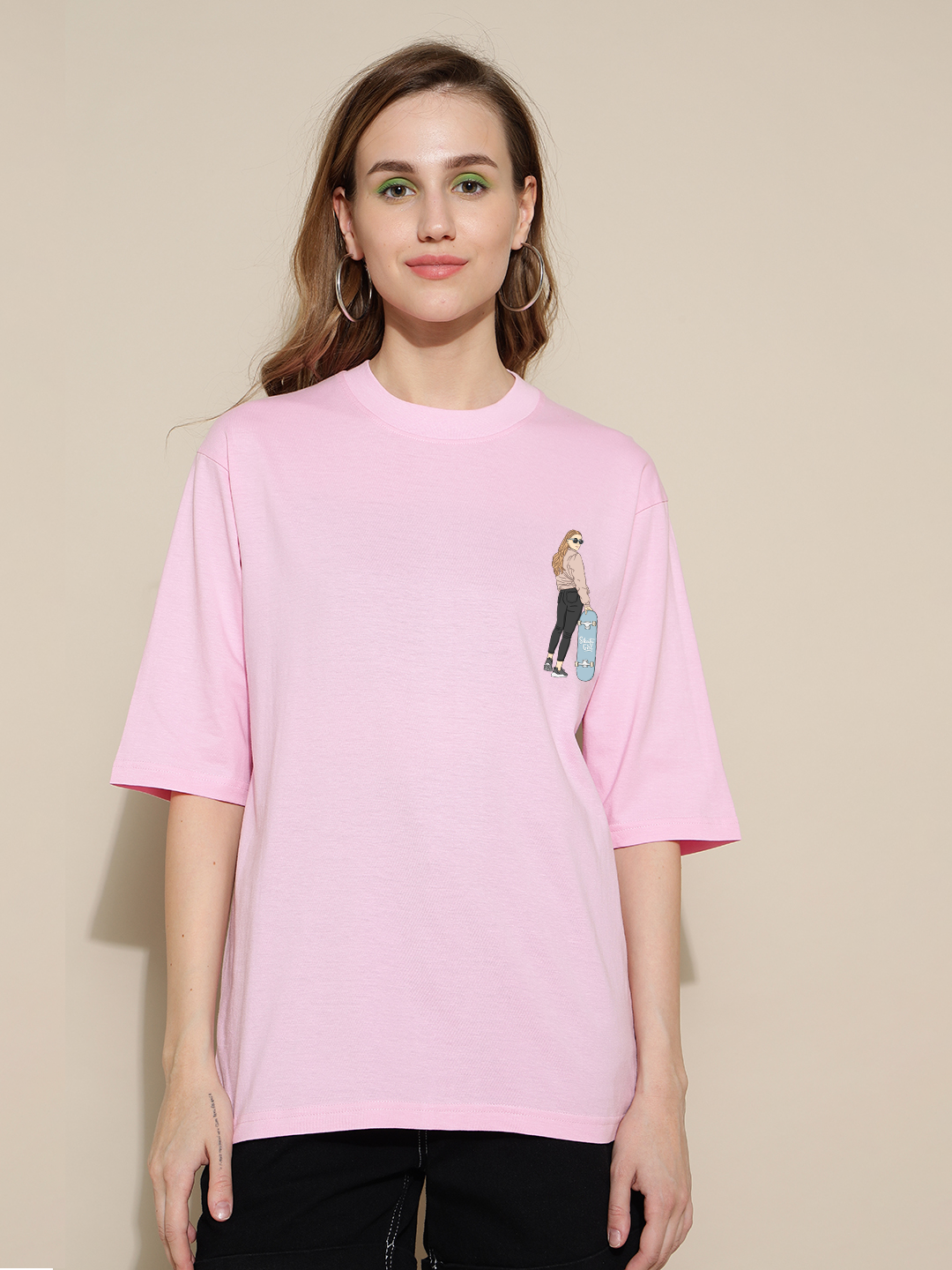 Skate Girl Pink Oversized Unisex T-shirt