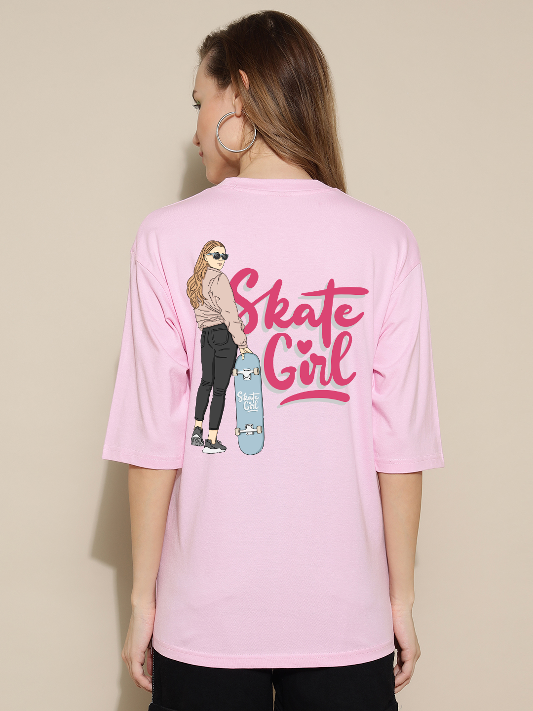 Skate Girl Pink Oversized Unisex T-shirt