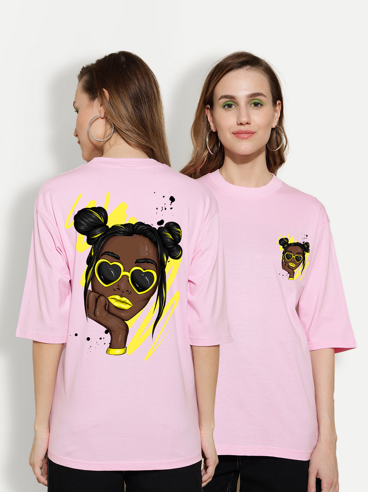 Cute Lady Pink Oversized Unisex T-shirt