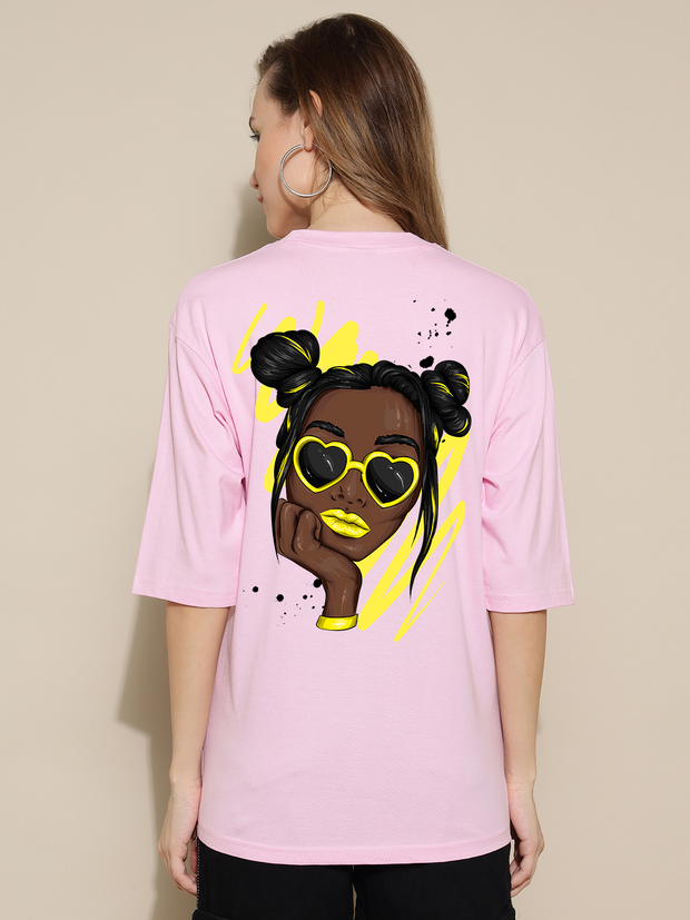 Cute Lady Pink Oversized Unisex T-shirt