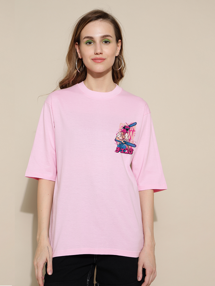 Chain Saw Pink Oversized Unisex T-shirt