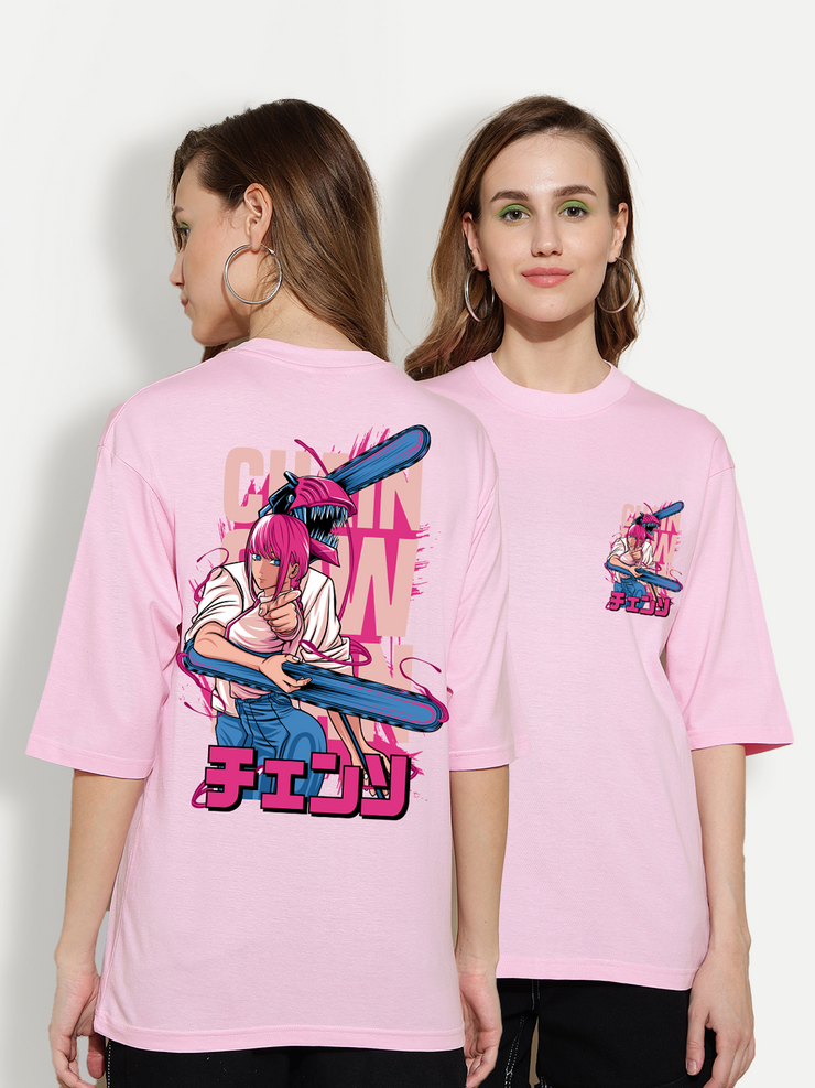 Chain Saw Pink Oversized Unisex T-shirt