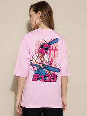 Chain Saw Pink Oversized Unisex T-shirt