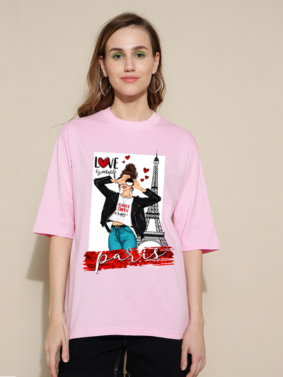 Paris Pink Oversized Unisex T-shirt