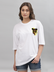 Cute Lady White Oversized Unisex T-shirt