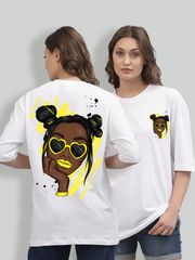 Cute Lady White Oversized Unisex T-shirt