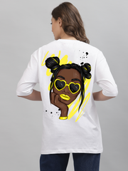 Cute Lady White Oversized Unisex T-shirt