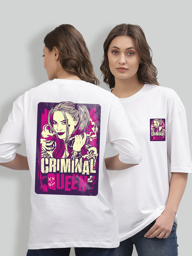 Criminal Queen White Oversized Unisex T-shirt