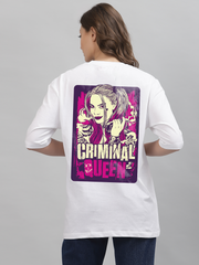 Criminal Queen White Oversized Unisex T-shirt