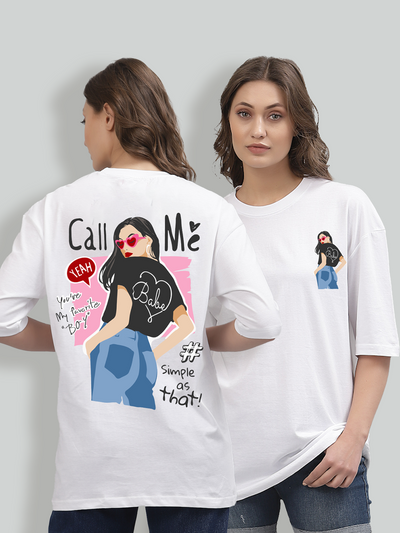 Call me White Oversized Unisex T-shirt