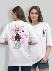 What's Up White Oversized Unisex T-shirt