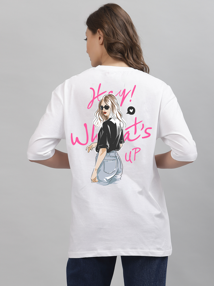 What's Up White Oversized Unisex T-shirt