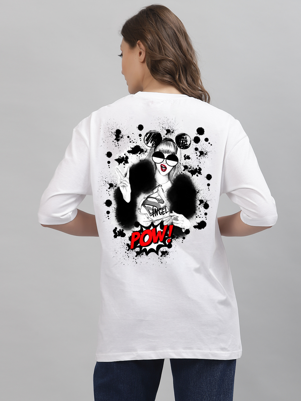 POW White Oversized Unisex T-shirt