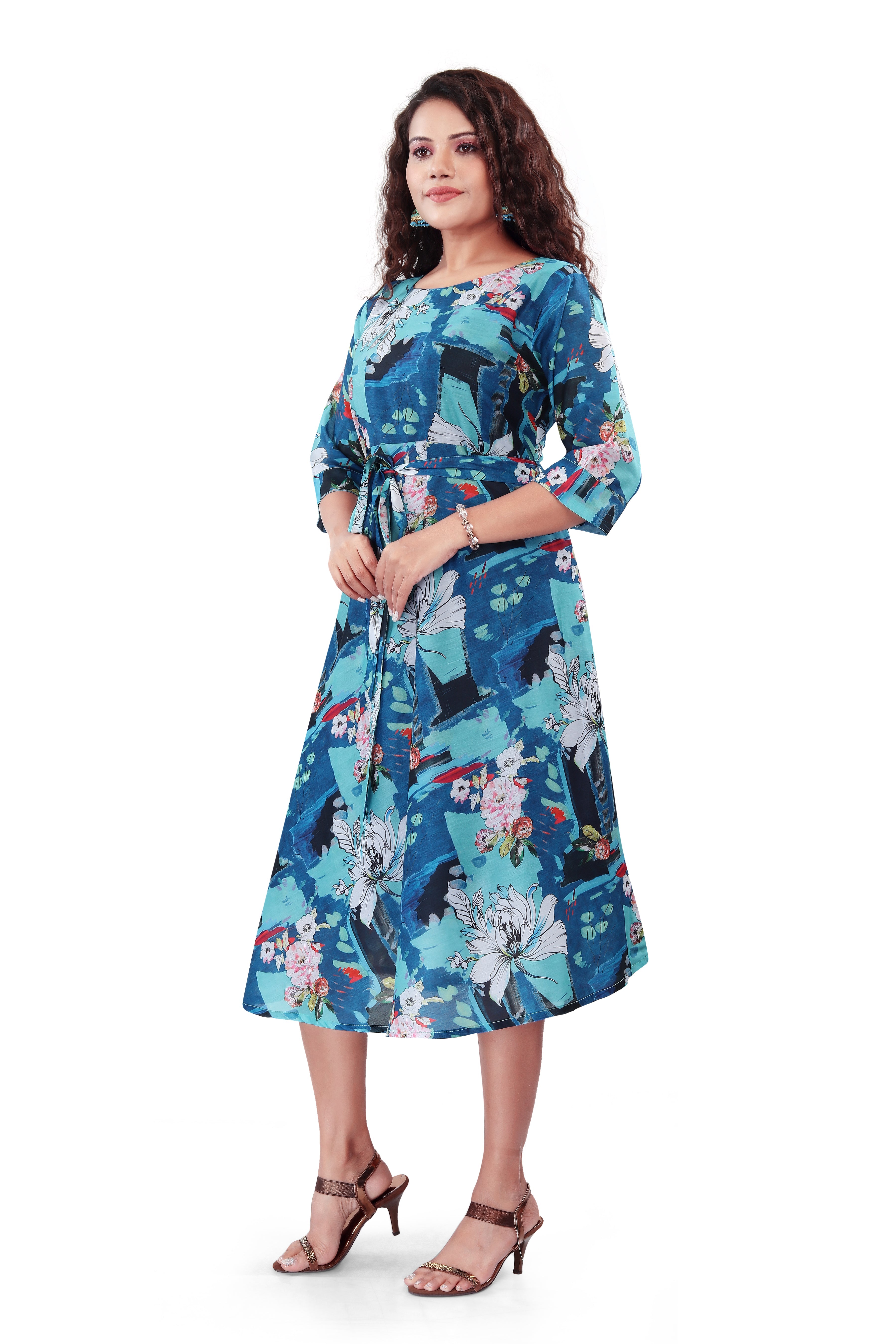 Floral Print Long Dress 7036