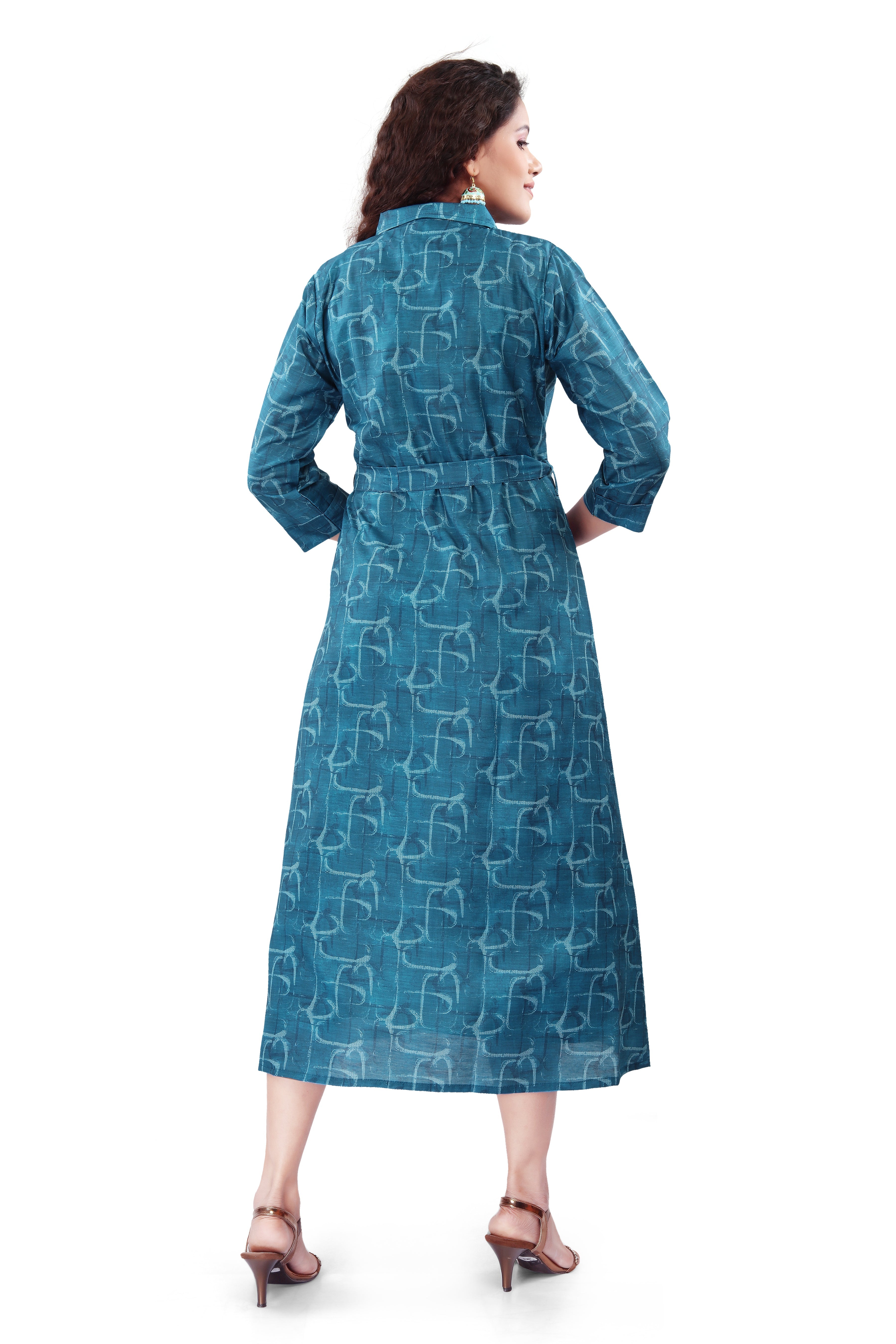 Geometric Printed Long Dress 7029
