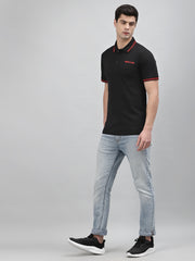 Black Embroidered Pique Polo Shirt by Gavin Paris