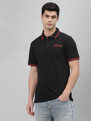 Black Embroidered Pique Polo Shirt by Gavin Paris