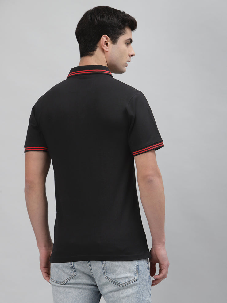 Black Embroidered Pique Polo Shirt by Gavin Paris