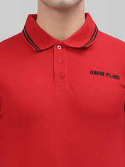 Red Embroidered Pique Polo Shirt by Gavin Paris