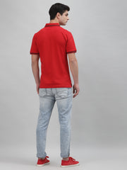 Red Embroidered Pique Polo Shirt by Gavin Paris